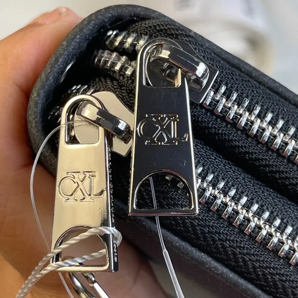 CXL Christian Lacroix Ames Denim Double Zipper Wallet Black NWT
